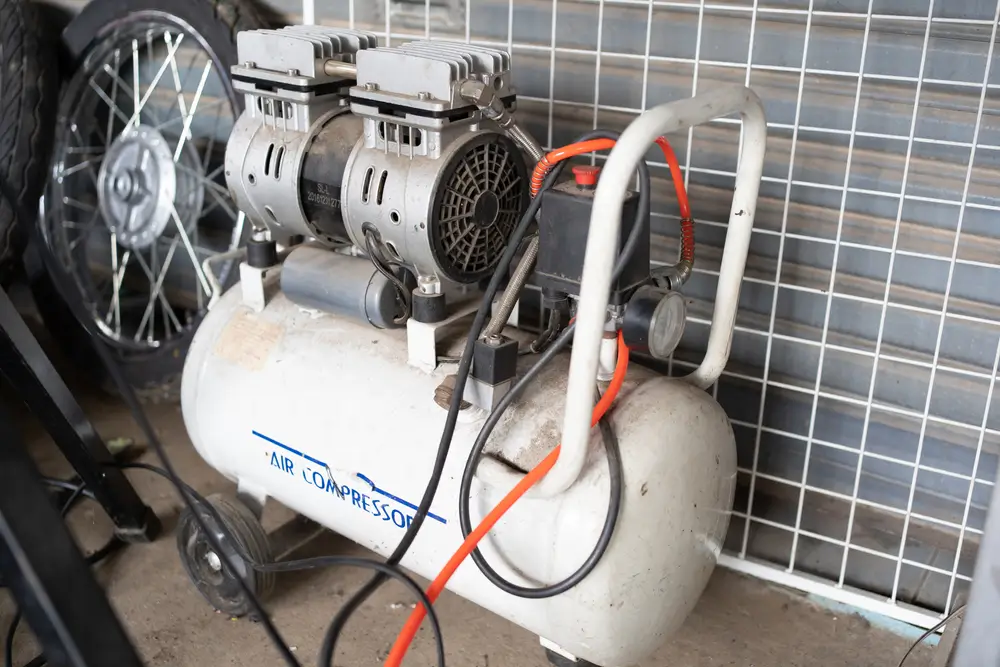 Air compressor used in an auto shop