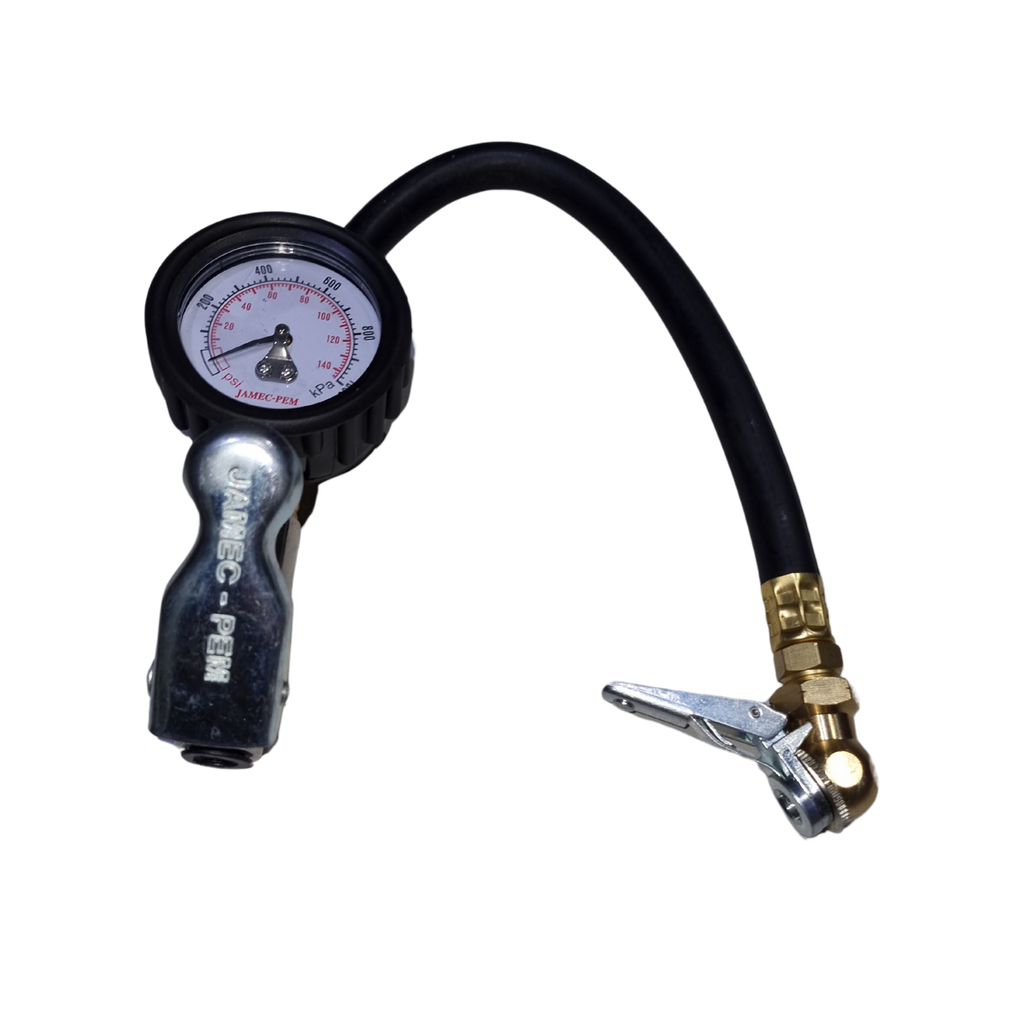 [O2.0135] 1/4" Dial Gauge Tyre Inflator with hose and clip on chuck